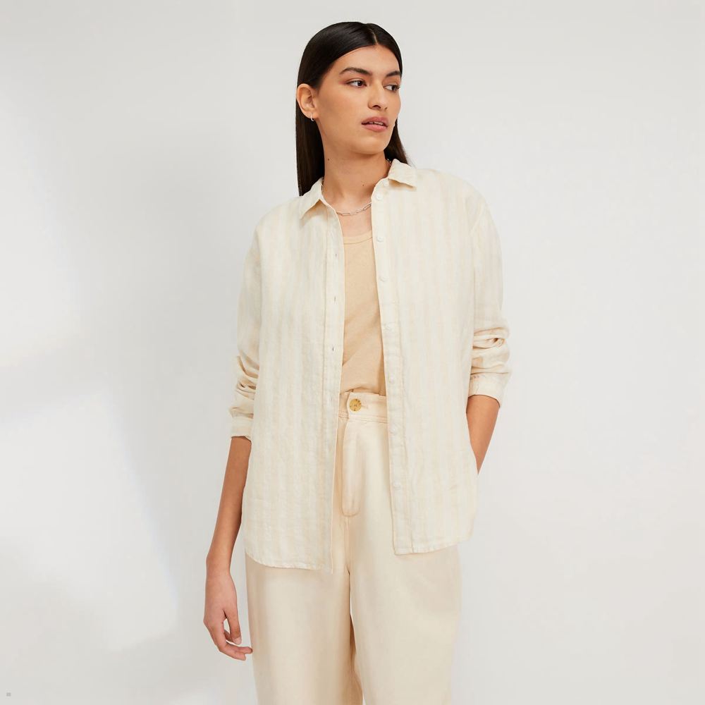 Chemises Everlane The Linen Relaxed Beige Femme | XNN-62238271