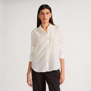 Chemises Everlane The Clean Silk Relaxed Blanche Femme | SRP-71284655