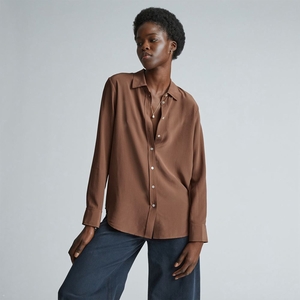 Chemises Everlane The Clean Silk Relaxed Marron Femme | JEU-75591399