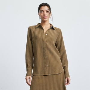 Chemises Everlane The City Stripe Vert Olive Femme | HLL-83934128