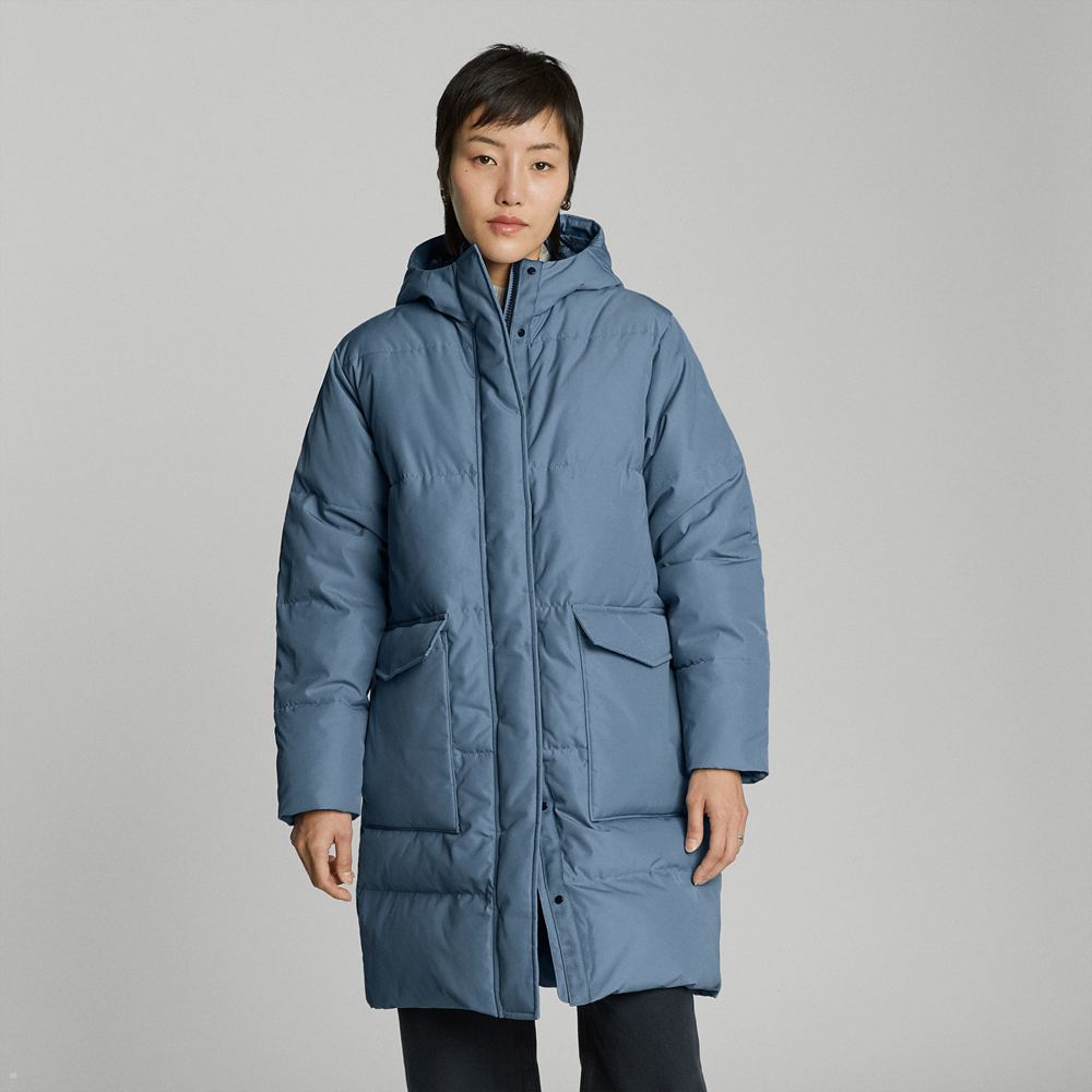 Vestes Everlane The Renew Long Puffer Bleu Femme | ZSG-53005898