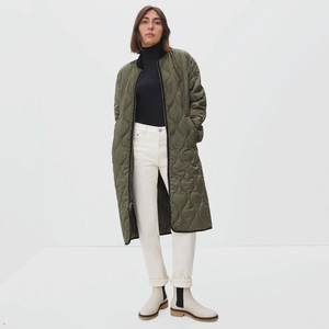 Vestes Everlane The Renew Long Liner Vert Olive Femme | MFP-57407069