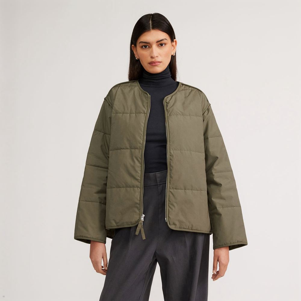 Vestes Everlane The Matelassé Coton Liner Vert Olive Femme | XEJ-04693216