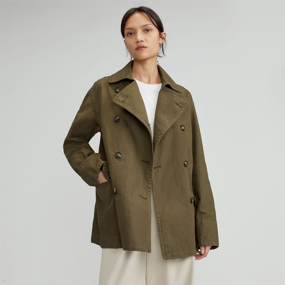 Vestes Everlane The Organic Coton Herringbone Vert Olive Femme | HTK-97913676