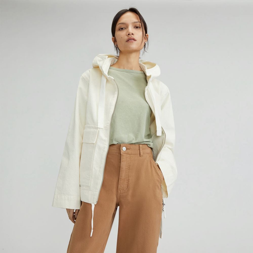 Vestes Everlane The Tela Organic Coton Anorak Blanche Femme | QWY-69835041