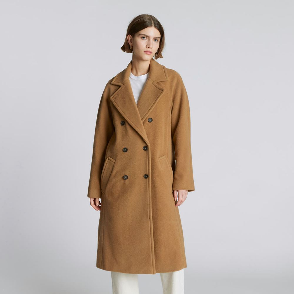 Manteaux Everlane The Italian Rewool Long Pea Marron Femme | CXF-10564901