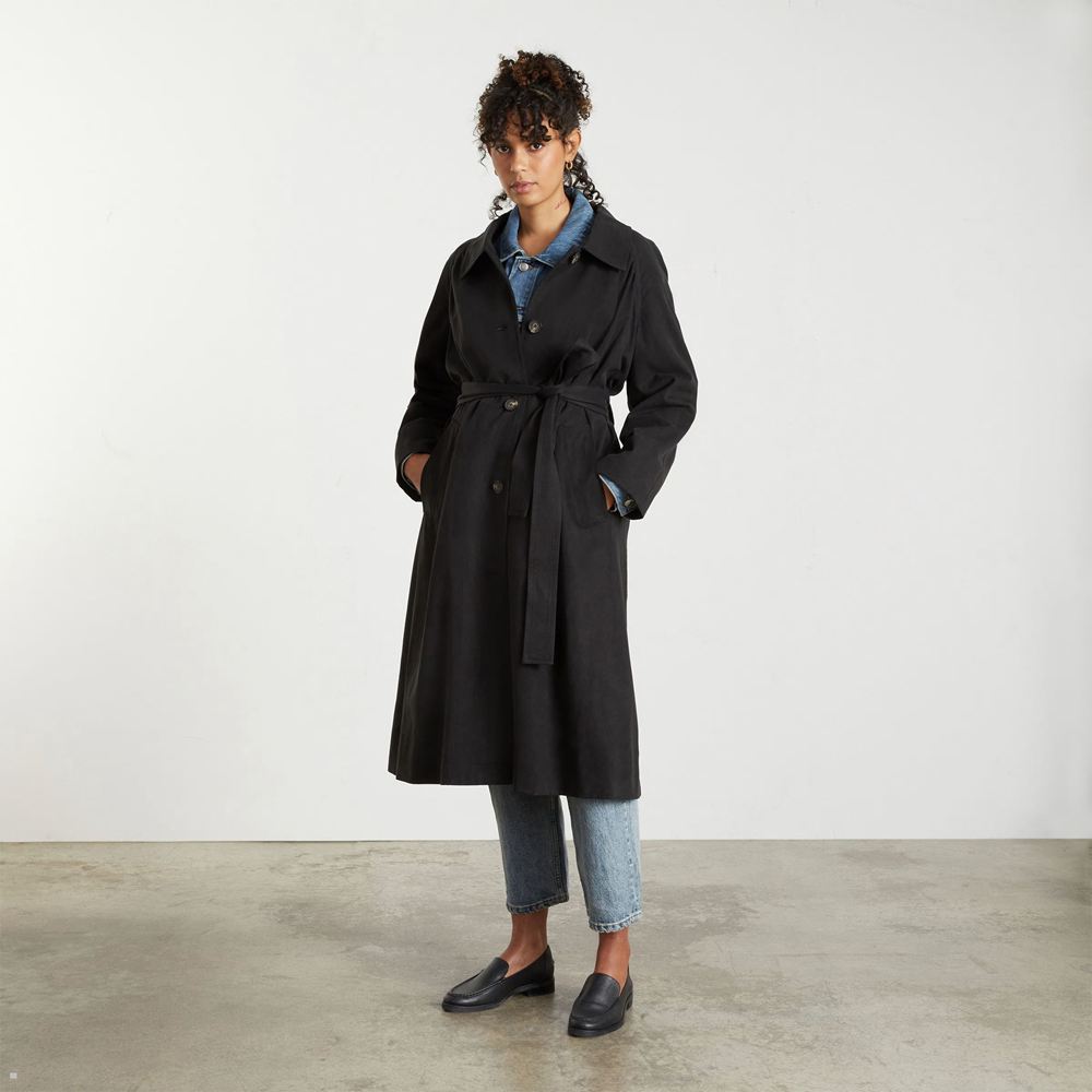 Manteaux Everlane The Gathered Drape Trench Noir Femme | SJW-59441092