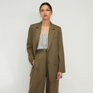 Blazer Everlane The Linen Oversized Vert Olive Femme | ZMD-31093587