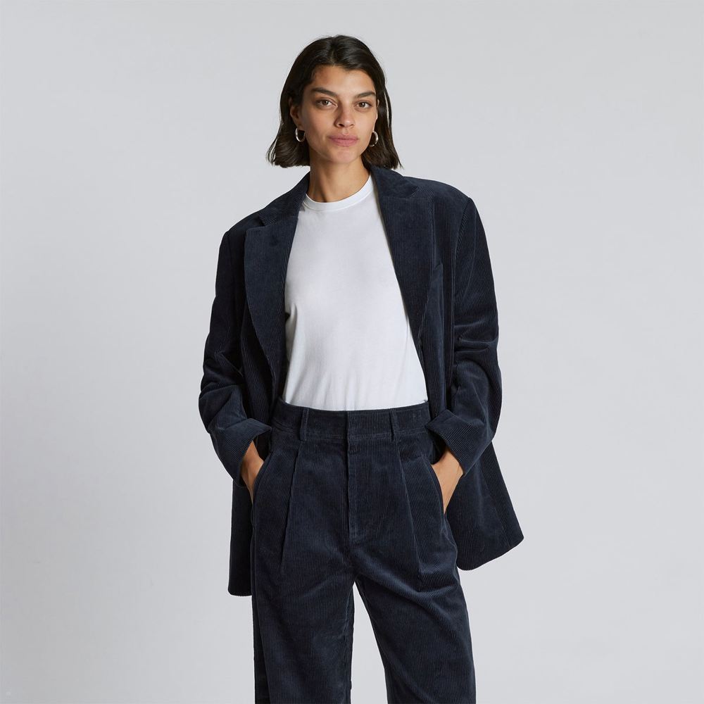 Blazer Everlane The Corduroy ’80s Bleu Marine Femme | XOF-21524894