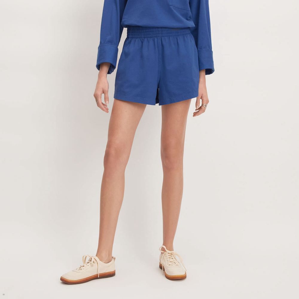 Shorts Everlane The Retro Jersey Bleu Femme | NHF-45497714