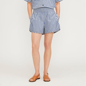 Shorts Everlane The Poplin Boxer Bleu Femme | WVT-52666675