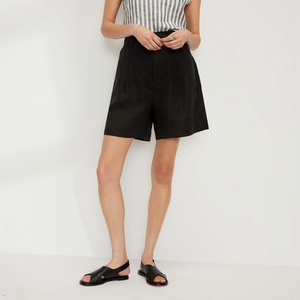 Shorts Everlane The Linen Way-High Drape Noir Femme | ZJG-53348889