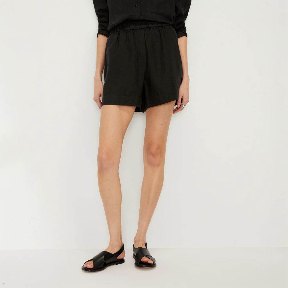 Shorts Everlane The Linen Boxer Noir Femme | NBI-71330442