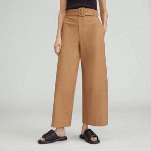 Pantalon Everlane The Structured Coton Belted Marron Femme | SKH-68395112