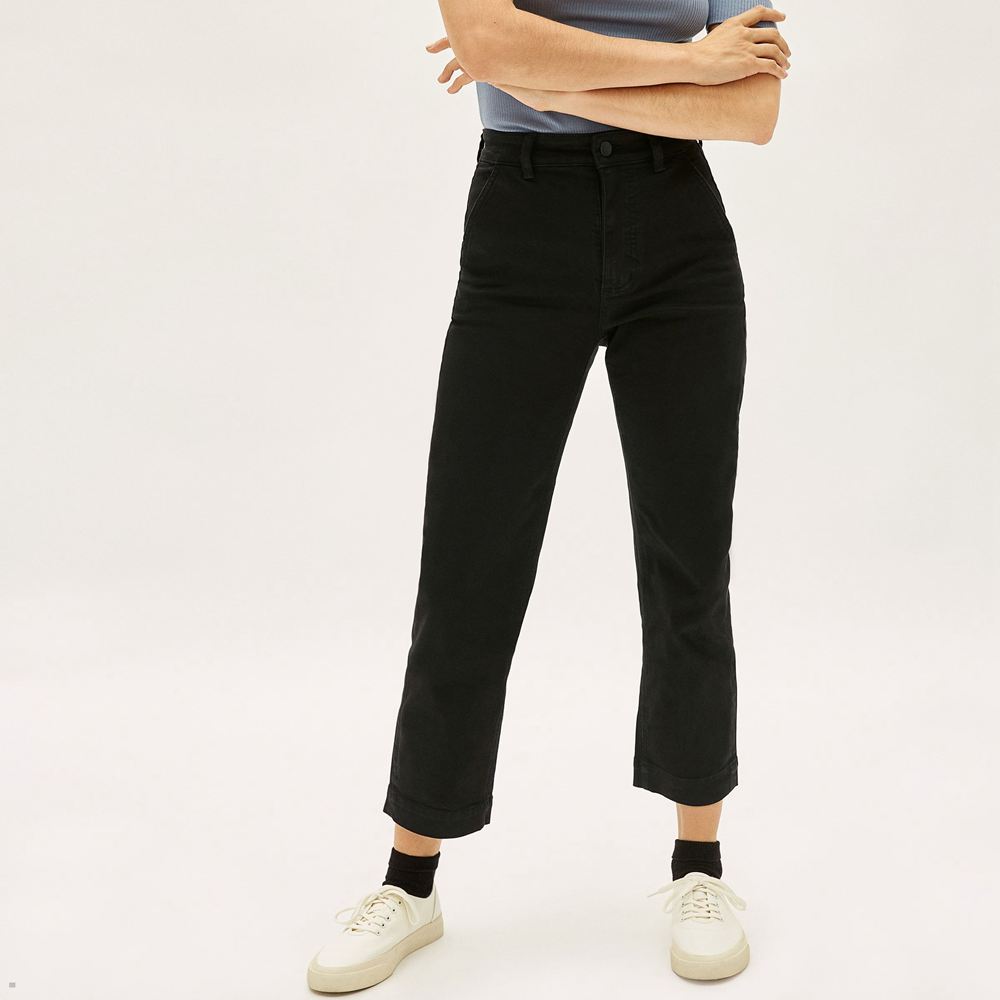 Pantalon Everlane The Droit-Leg Crop Noir Femme | DMC-53560460