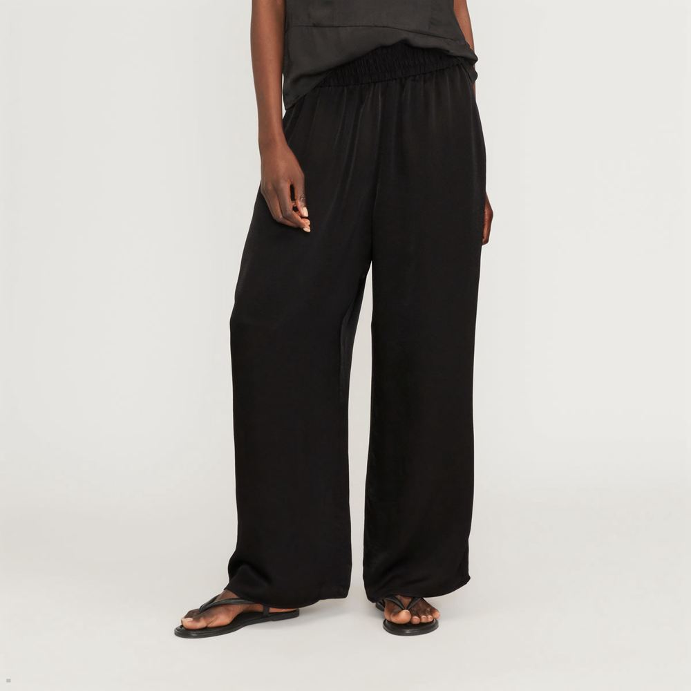 Pantalon Everlane The Satin Pull-On Noir Femme | AAI-63339402