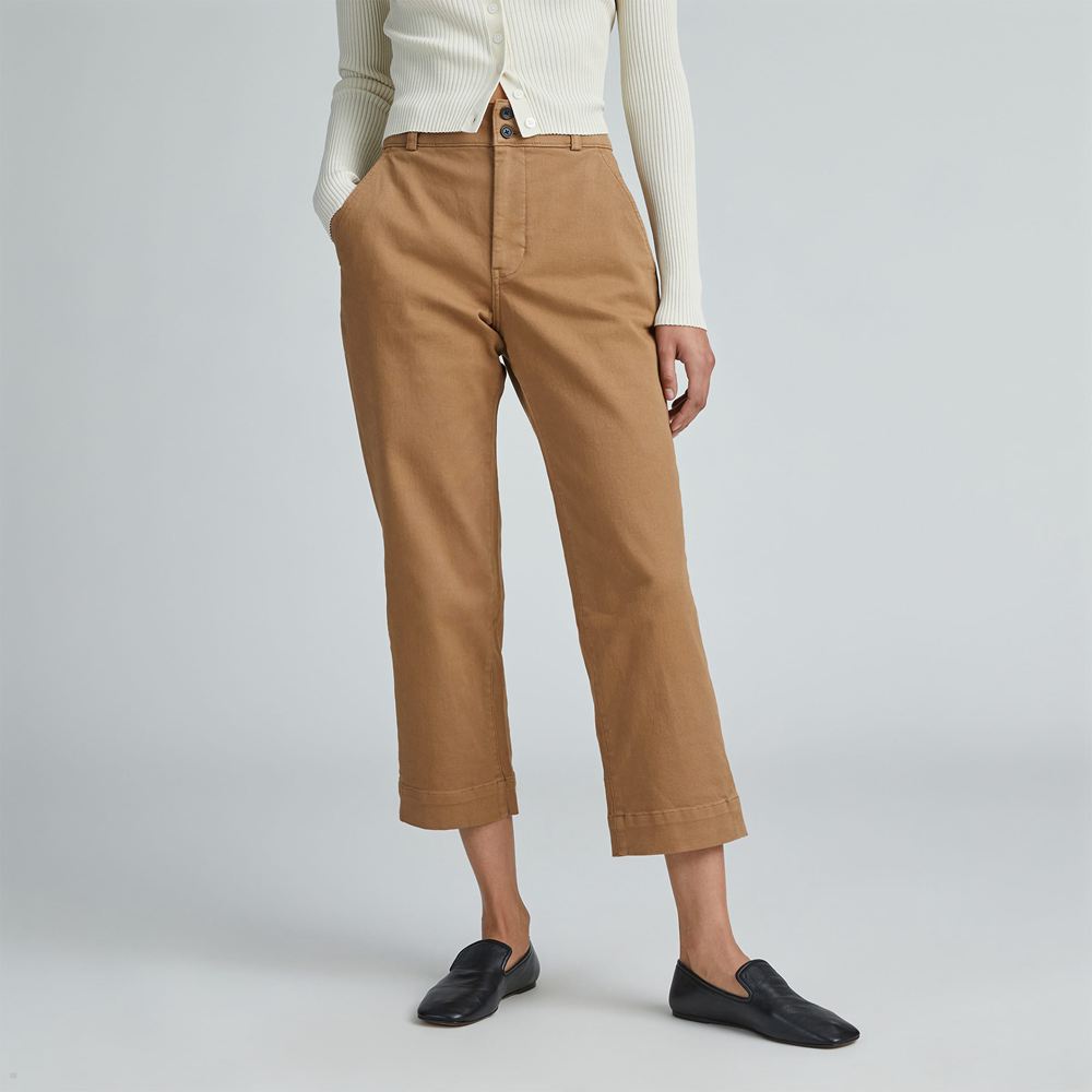 Pantalon Everlane The Organic Droit-Leg Marron Femme | LZJ-12098402