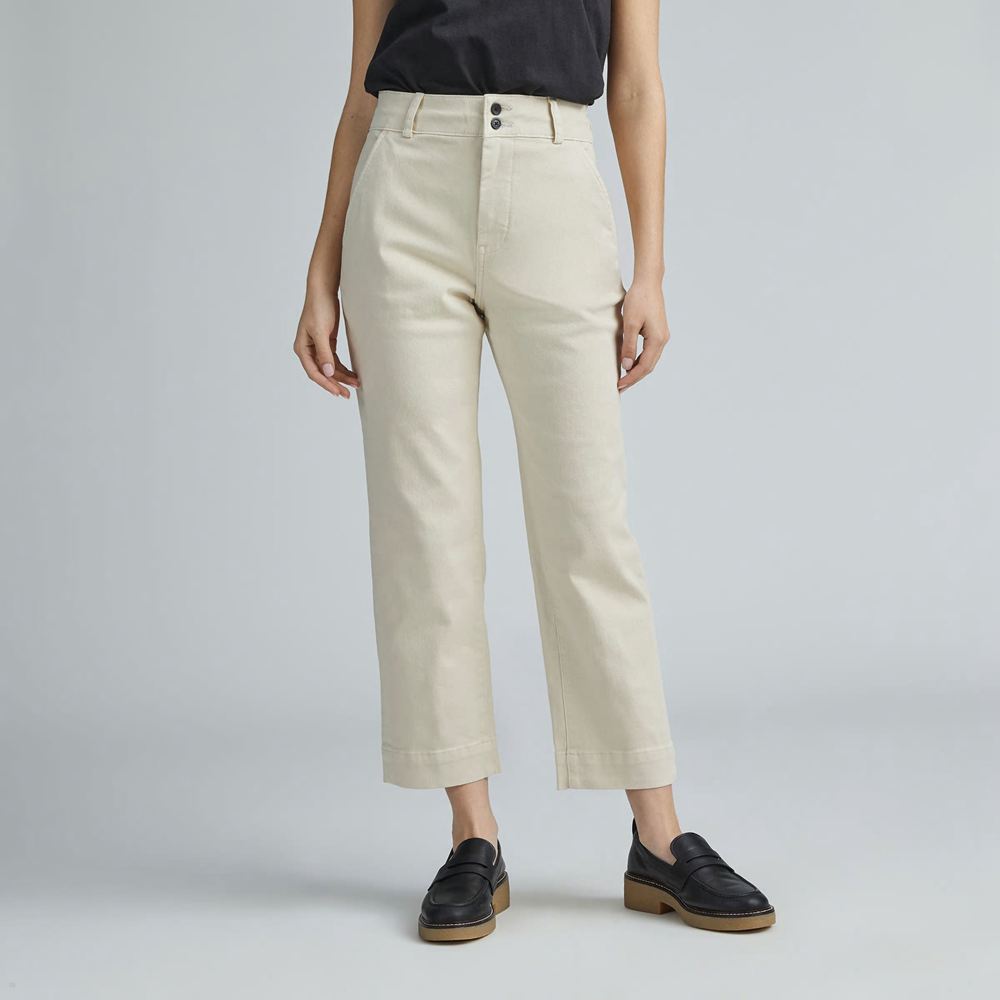 Pantalon Everlane The Organic Droit-Leg Beige Femme | EQV-12653406