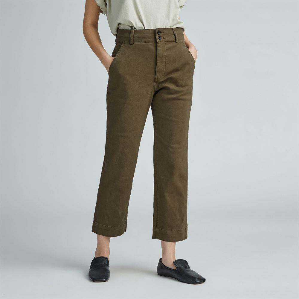 Pantalon Everlane The Organic Droit-Leg Vert Olive Femme | WUO-60707881