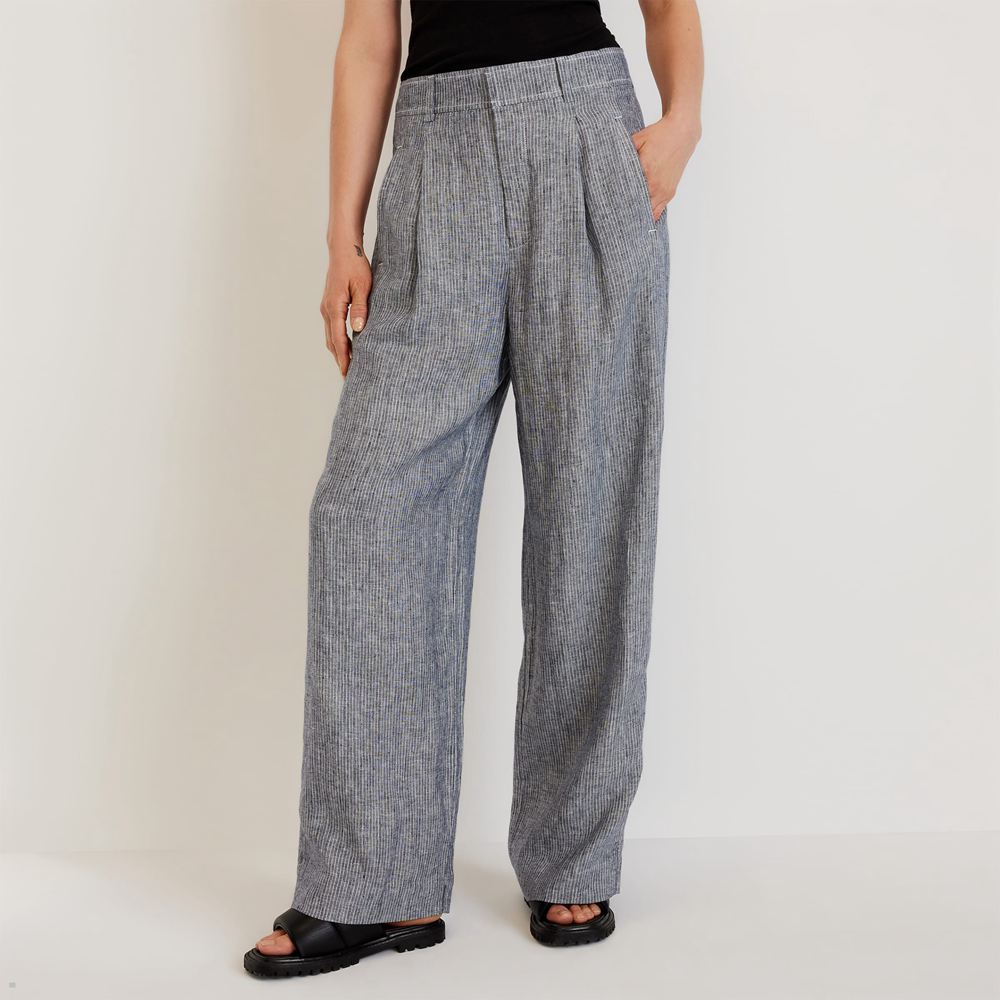 Pantalon Everlane The Linen Way-High Drape Grise Femme | OCU-35406662