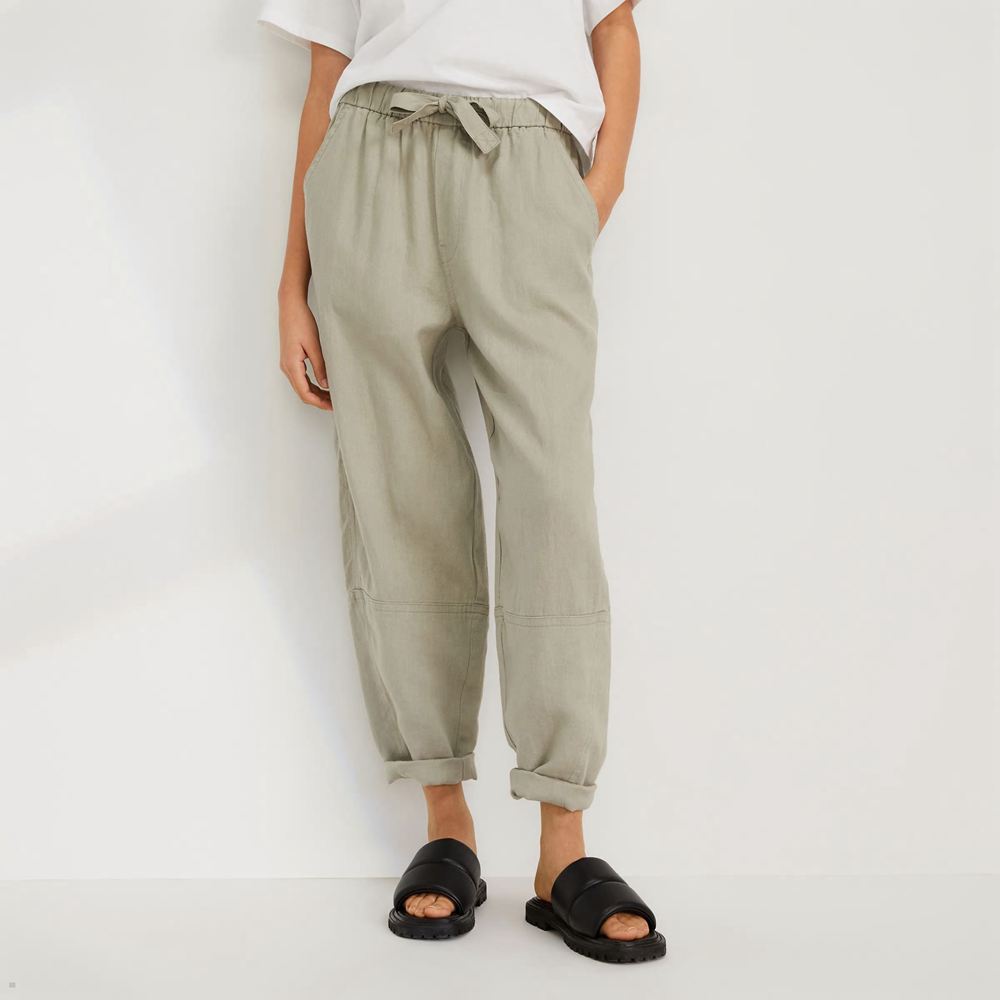 Pantalon Everlane The Linen Pull-On Barrel Grise Femme | FWP-68604024