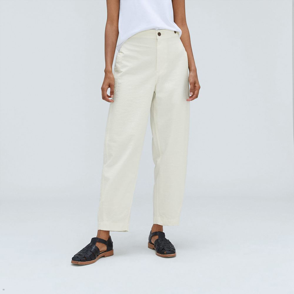 Pantalon Everlane The Fatigue Barrel Blanche Femme | IWZ-63653970