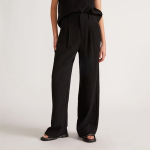 Pantalon Everlane The City Stripe Way-High Drape Noir Femme | DYS-75047794