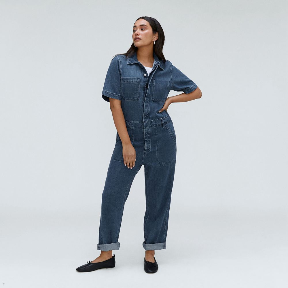 Combinaison Everlane The Supersoft Jean Coverall Bleu Femme | HCX-64609124