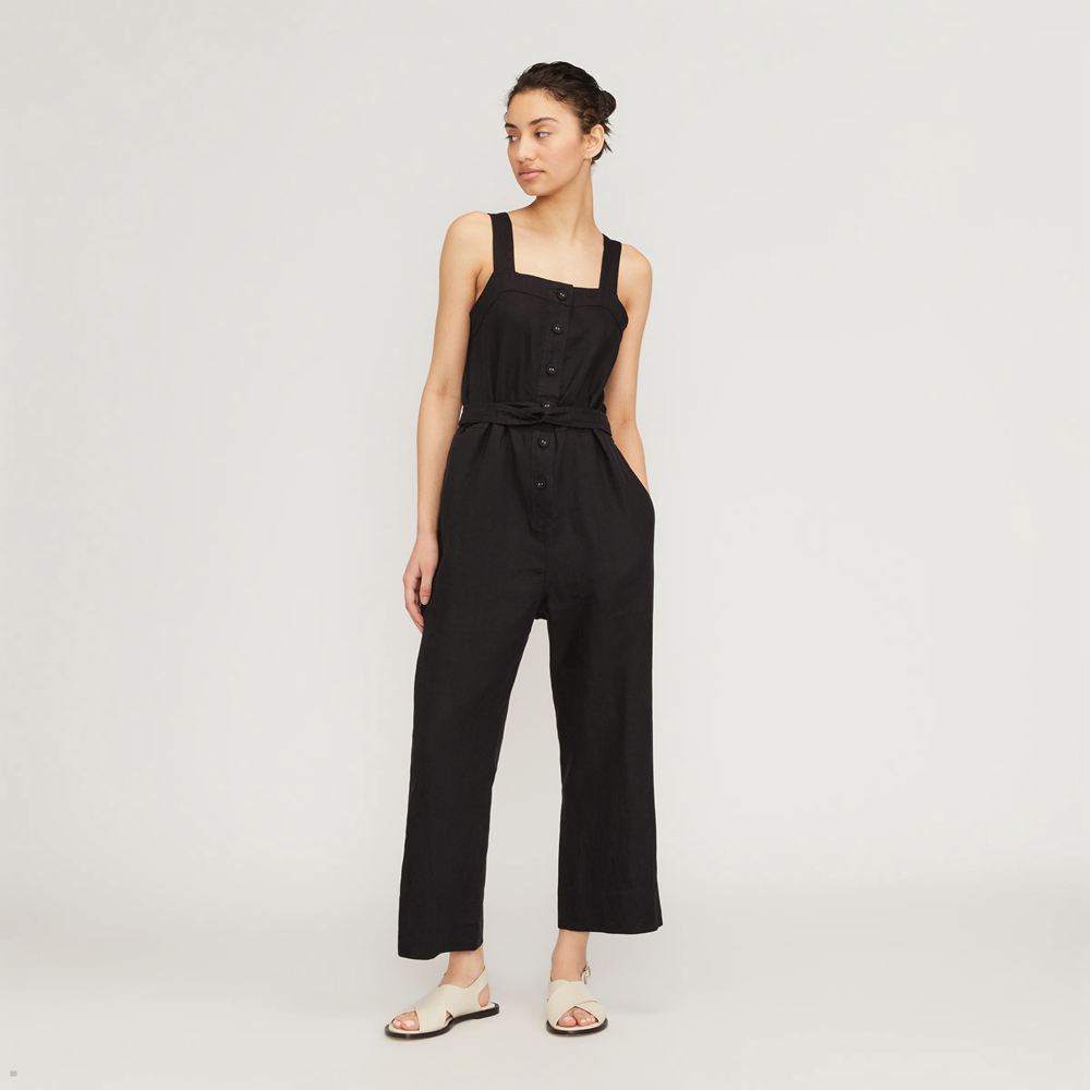 Combinaison Everlane The Linen Noir Femme | CLJ-38606189