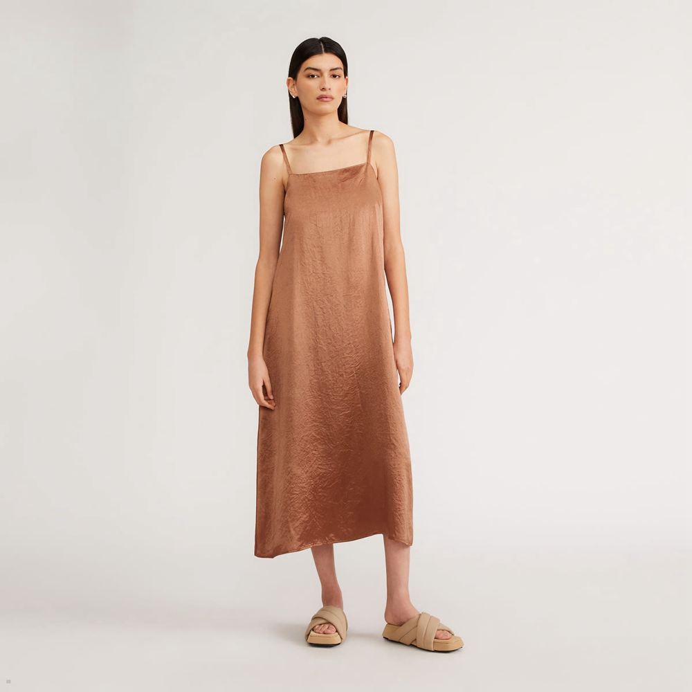 Peignoir Everlane The Satin Square-Neck Slip Marron Femme | WGX-00412738