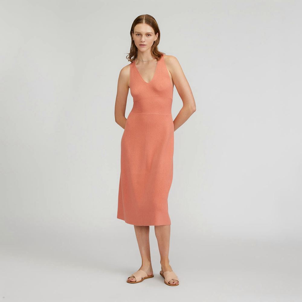 Peignoir Everlane The Nervuré Coton Cross-Back Rose Femme | NRD-77365935