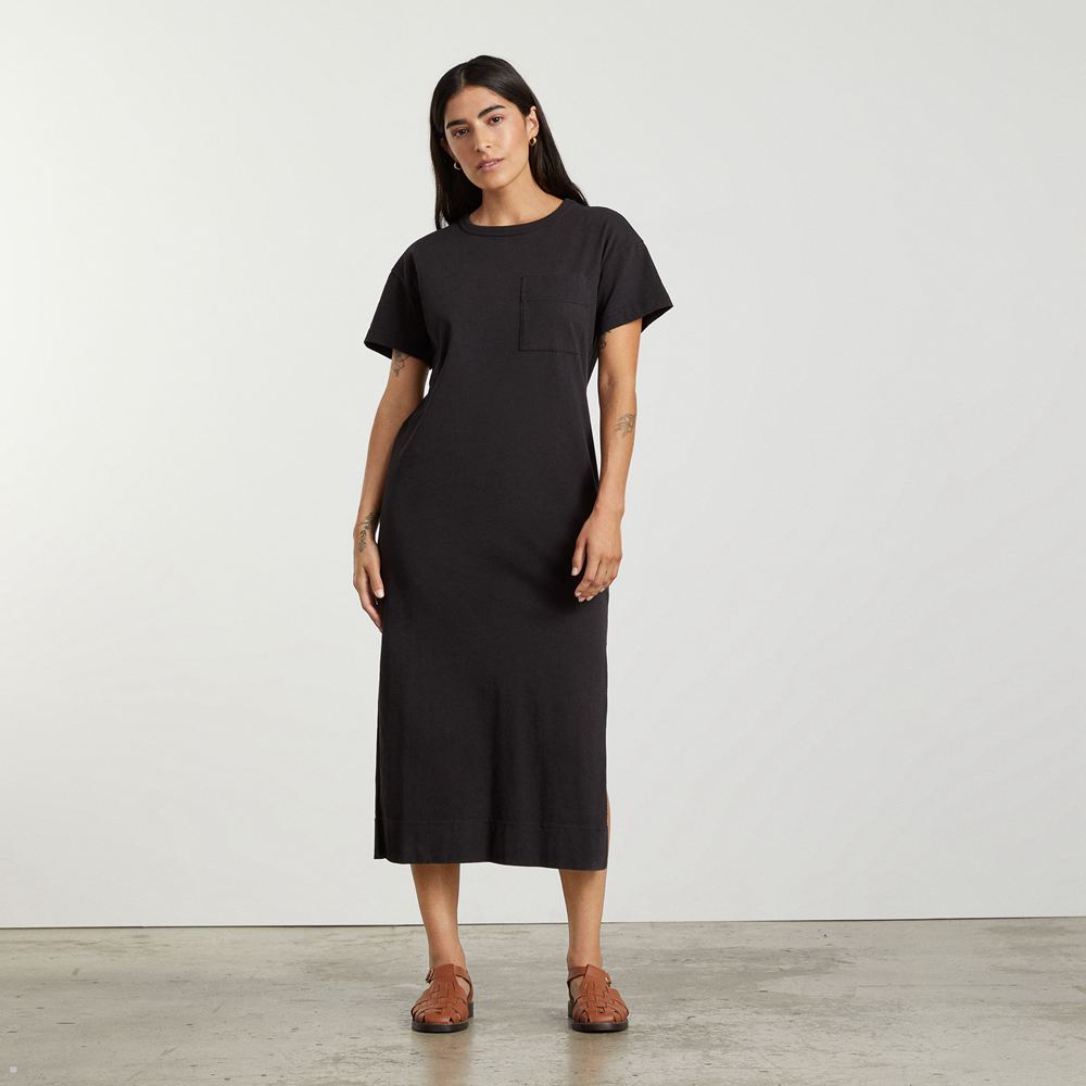 Peignoir Everlane The Organic Weekend Maxi Noir Femme | UKD-20092066