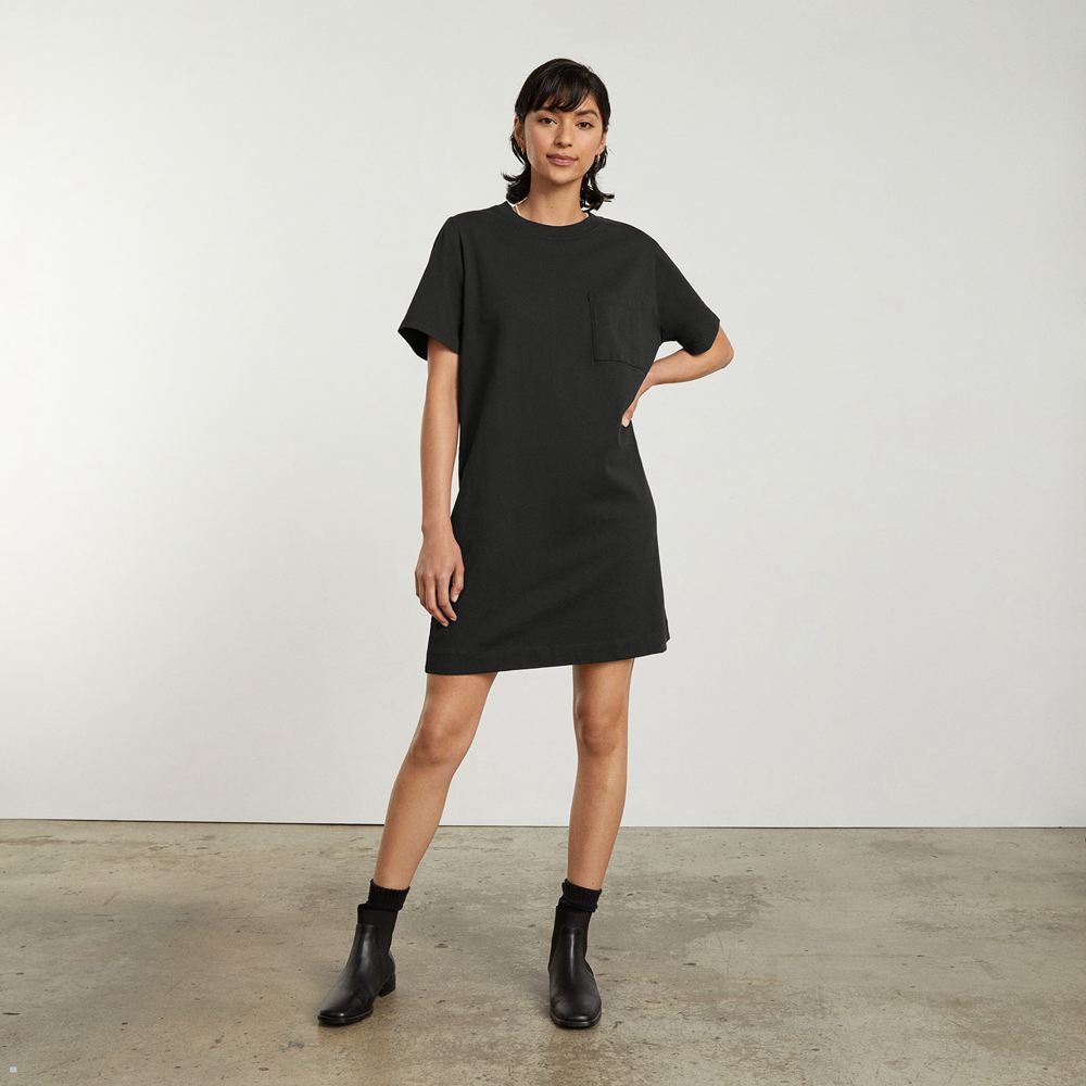 Peignoir Everlane The Organic Coton Weekend Tee Noir Femme | XDV-07335662