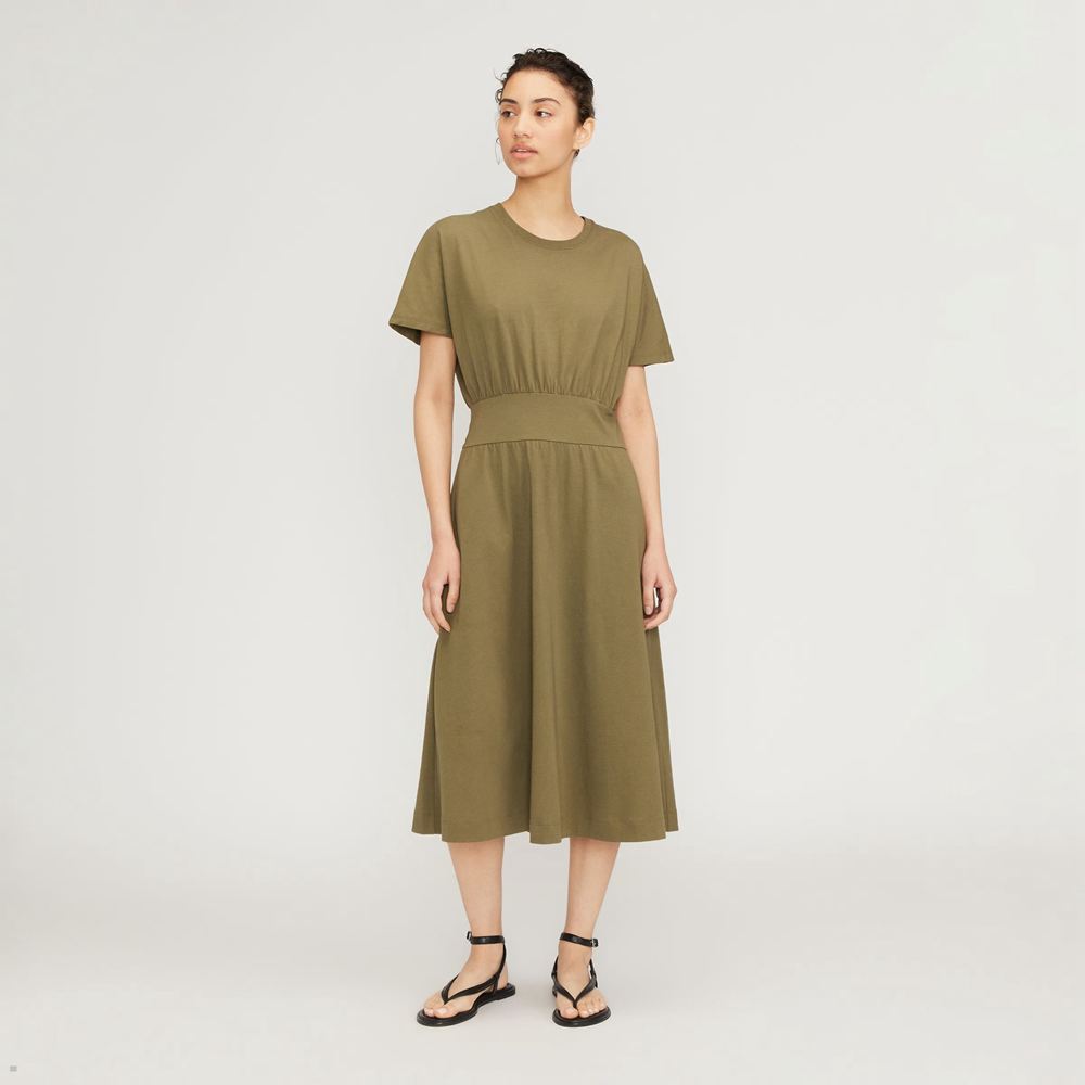 Peignoir Everlane The Organic Coton Waisted Vert Olive Femme | ANK-46044075