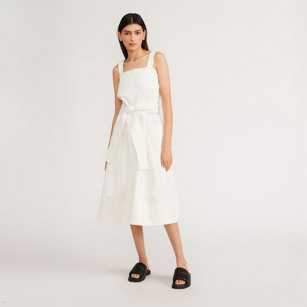 Peignoir Everlane The Organic Coton Herringbone Blanche Femme | ZDR-33619218