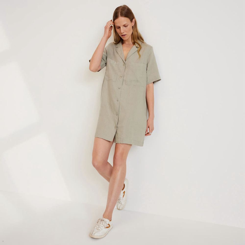 Peignoir Everlane The Linen Workwear Grise Femme | ZJU-84895227