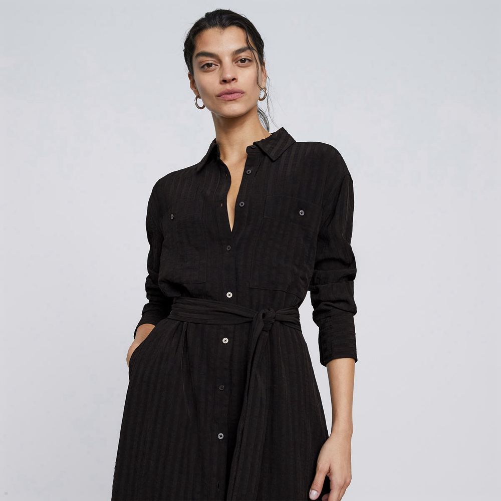 Peignoir Everlane The City Stripe Draped Shirt Noir Femme | MDC-19728823