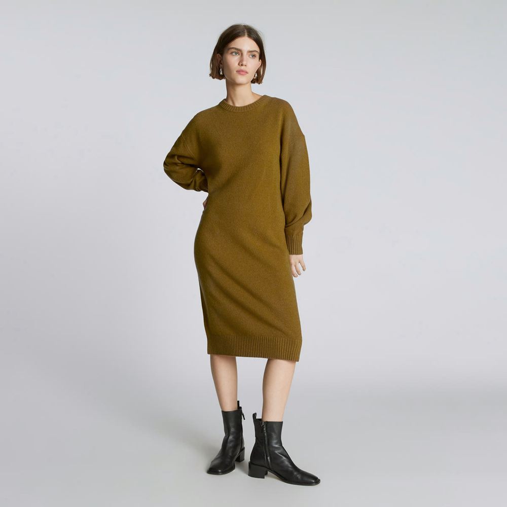 Peignoir Everlane The Cashmere Midi Vert Olive Femme | BUP-75108951