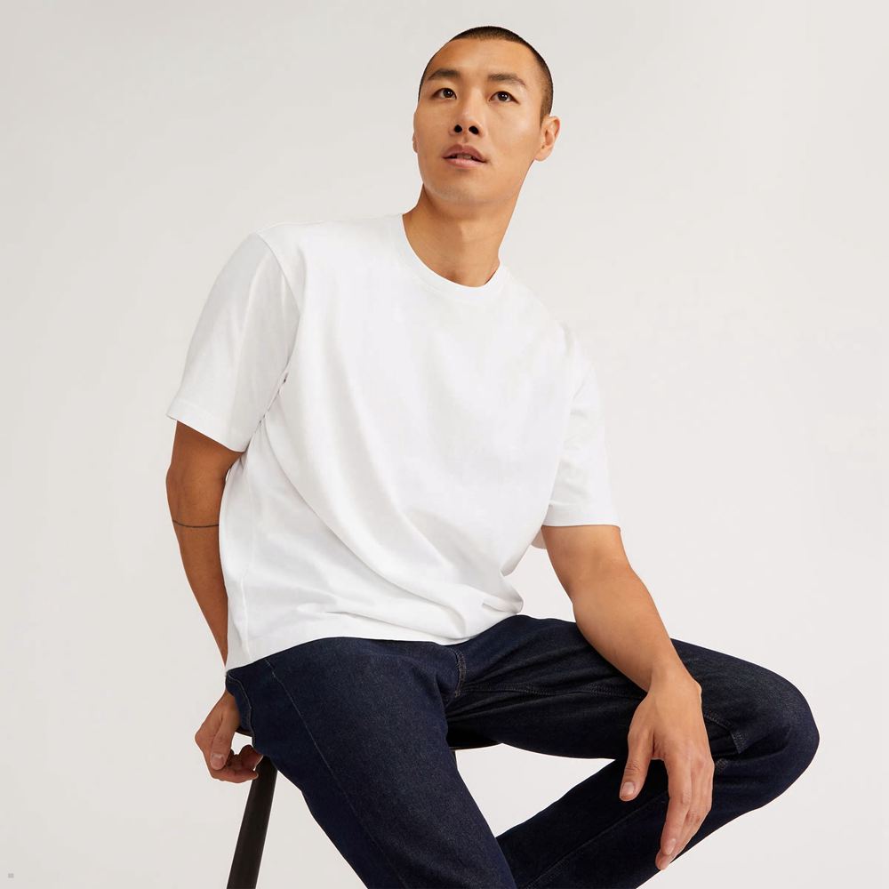 T Shirts Everlane The Premium-Weight Relaxed Crew Blanche Homme | BOE-54361327