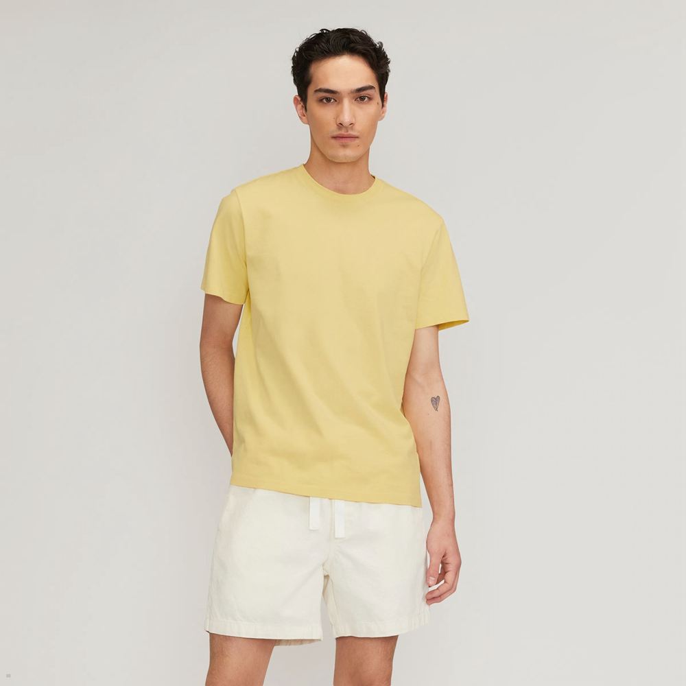 T Shirts Everlane The Premium-Weight Relaxed Crew Jaune Homme | GTC-38617071