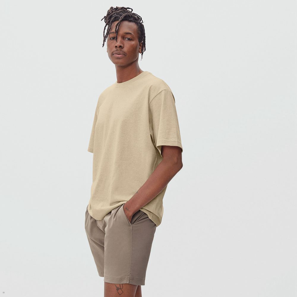 T Shirts Everlane The Premium-Weight Relaxed Crew Beige Homme | MCP-52417871