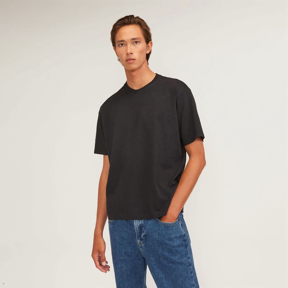 T Shirts Everlane The Premium-Weight Relaxed Crew Noir Homme | AZJ-37933174