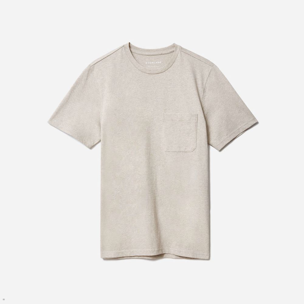 T Shirts Everlane The Premium-Weight Pocket Beige Homme | XKX-64919281