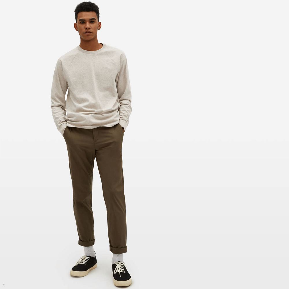 T Shirts Everlane The Premium-Weight Long-Sleeve Crew Beige Homme | XTQ-44576300