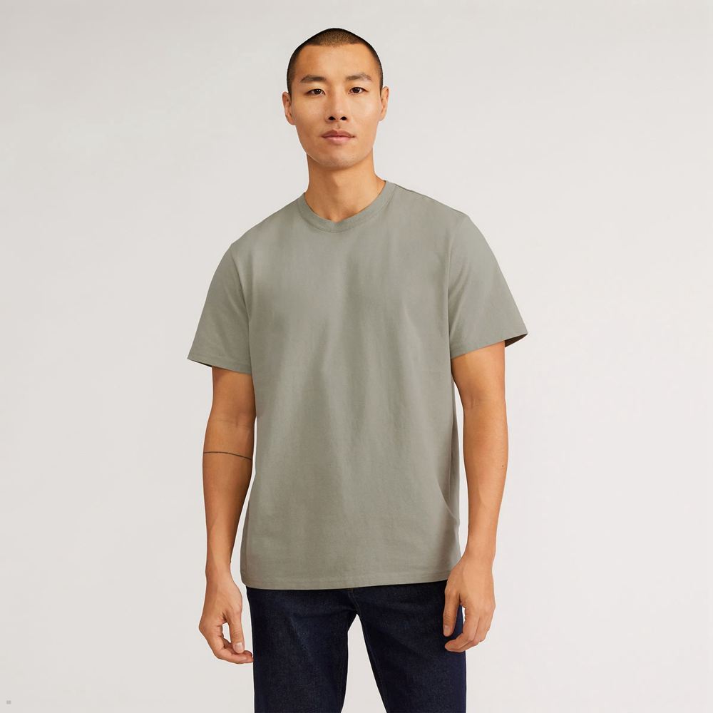 T Shirts Everlane The Premium-Weight Crew Grise Homme | GJW-80457853