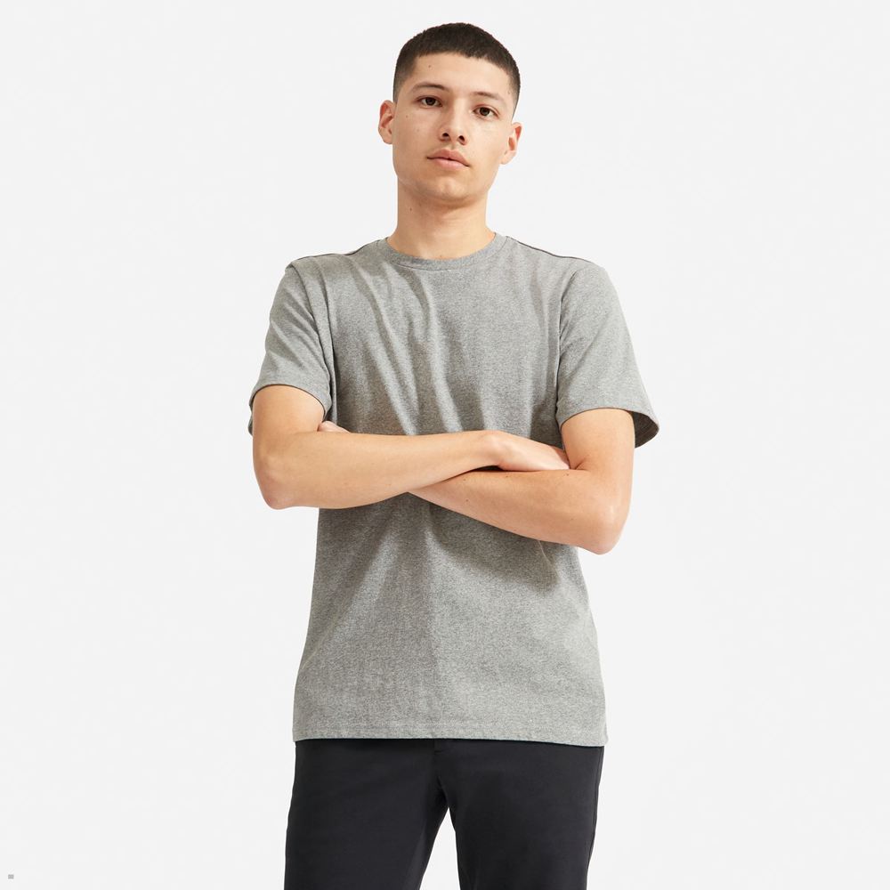 T Shirts Everlane The Premium-Weight Crew Grise Homme | YCR-25682095