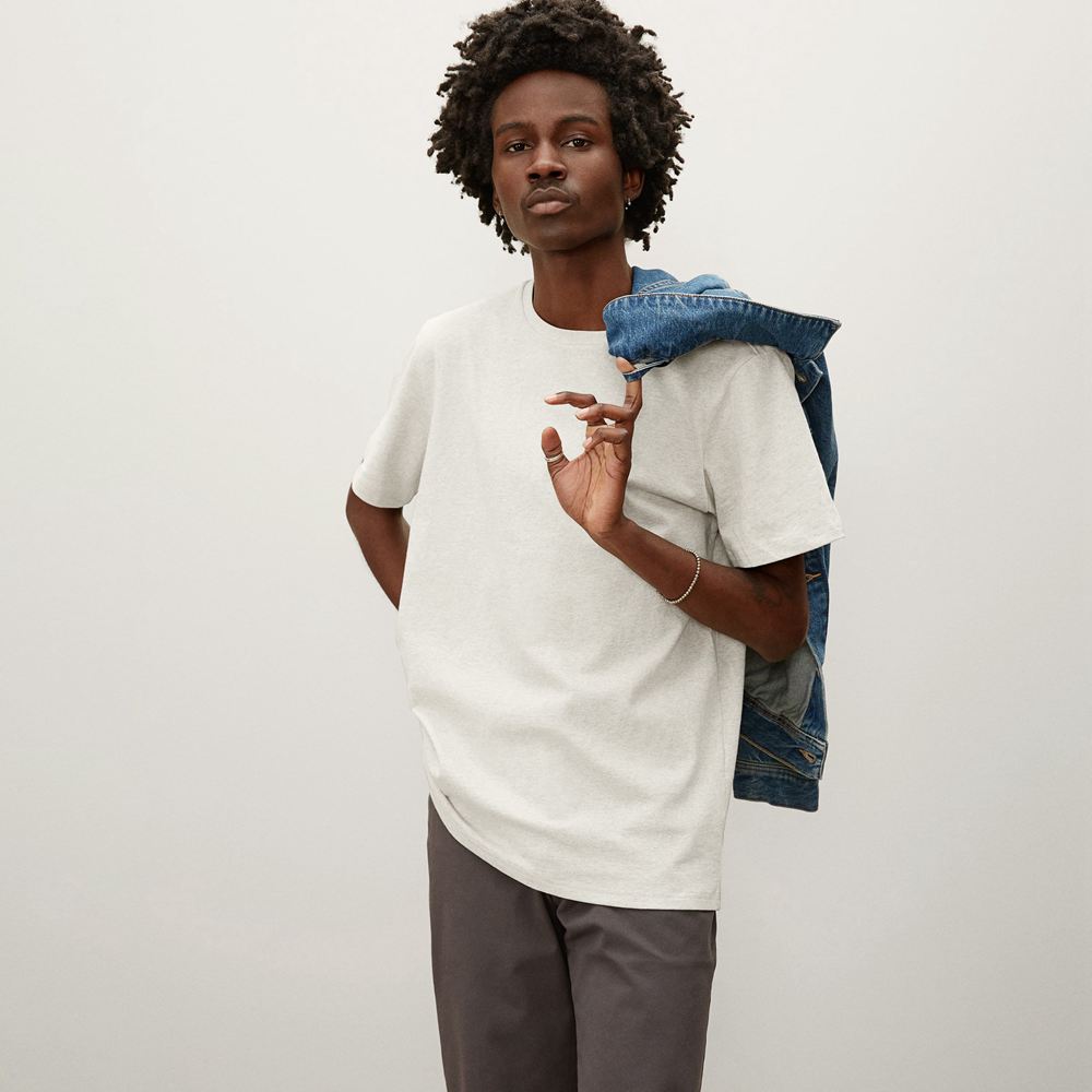 T Shirts Everlane The Premium-Weight Crew Blanche Homme | OAN-78237114