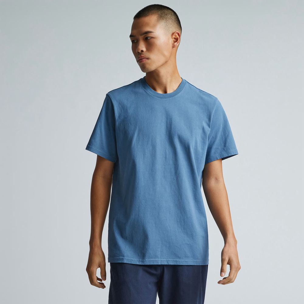 T Shirts Everlane The Premium-Weight Crew Bleu Homme | UCX-47807349