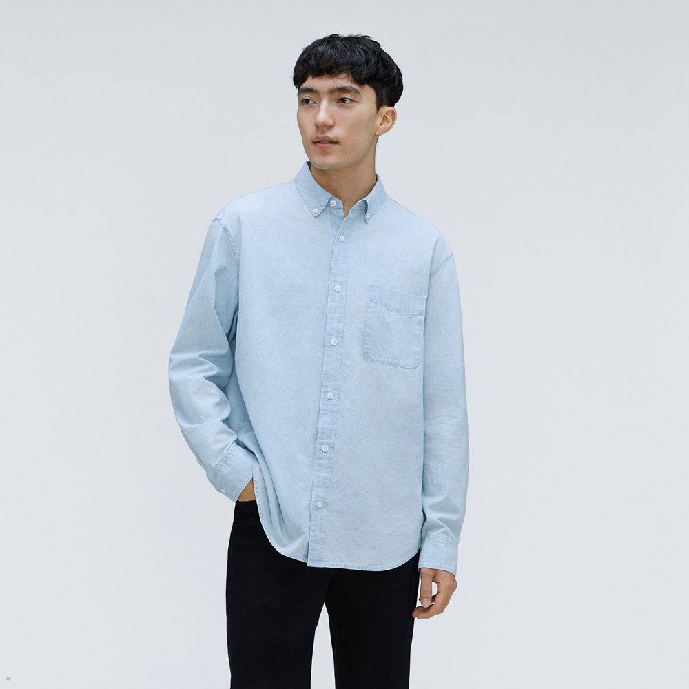 Chemises Everlane The Relaxed Organic Chambray Bleu Homme | MHN-81784556
