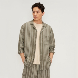 Chemises Everlane The Relaxed Linen Long Sleeve Camp Vert Olive Homme | NHT-17199947